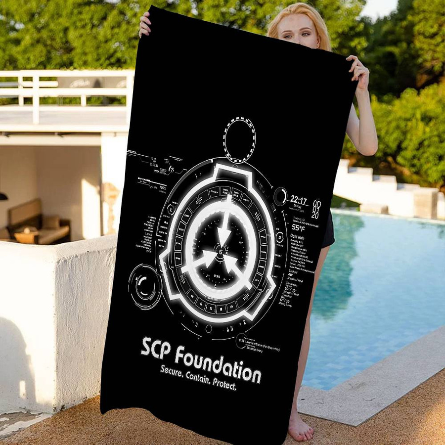 SCP Foundation Anime Strandhandtuch für Kinder, weiches und saugfähiges Reisehandtuch, Farbe: Weiß, B: 30 cm, H: 60 cm - Bild 5