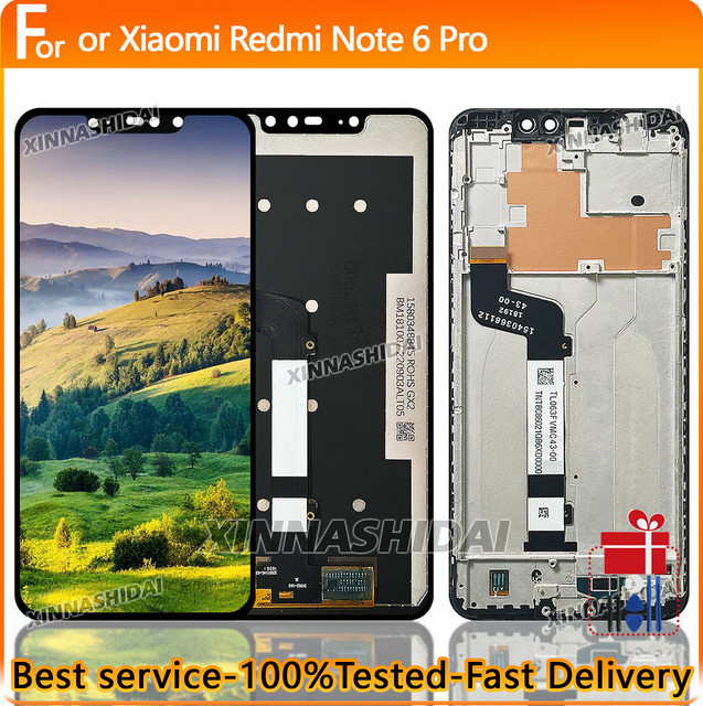 Xiaomi Redmi Note 6 Pro LCD-Bildschirm mit Touchscreen-Digitizer und Rahmen in Schwarz - Bild 1