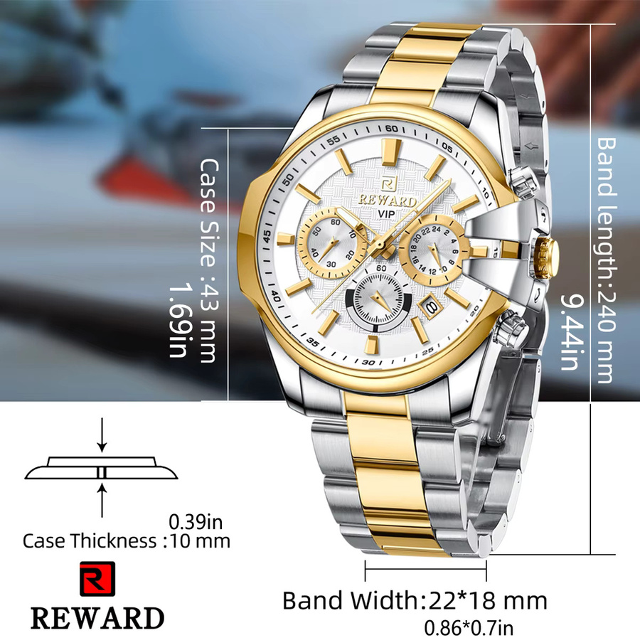 BELOHNUNG Armbanduhr Chronograph, Quarz, Edelstahl, Schwarz, Herren - Bild 6