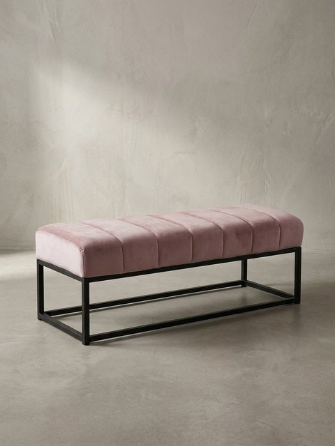 Gepolsterte Sitzbank aus Samt mit Metallgestell von KADIMA DESIGN in Pink, B/T/H: 108 x 40 x 40 cm - Bild 1