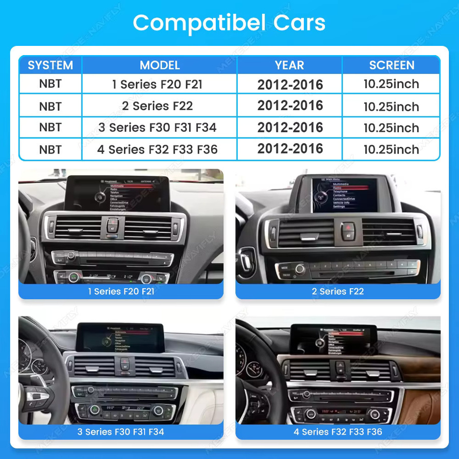 MEKEDE Wireless Carplay Car Radio für BMW 1 2 3 4 Serie NBT System, 10.25 Zoll Android Auto Multimedia Player mit Bluetooth und QLED HD Display, Schwarz - Bild 2