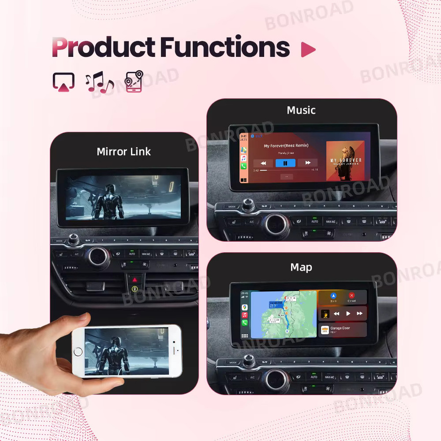 BONROAD Wireless CarPlay und Android Auto Interface Adapter für BMW i3 I01 NBT-System mit AirPlay, Mirror Link, Bluetooth und GPS-Modul in Schwarz - Bild 5