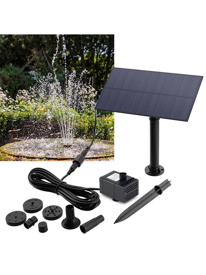 APWIKOGER Mini Solar-Springbrunnenpumpe mit Solarpanel-Kit in Schwarz für Garten, Pool und Vogelbad - Bild 7