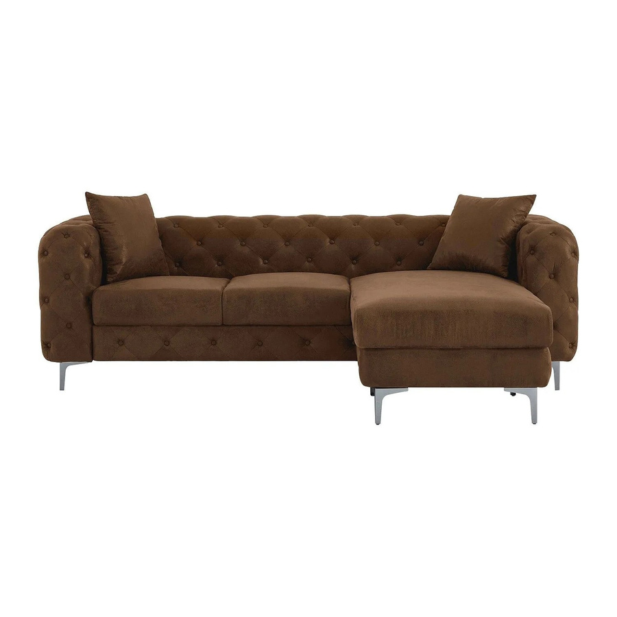 Vente-unique Sofa Edwina Braun Chesterfield in Braun aus Mikrofaser, Breite: 238 cm, Tiefe: 155 cm, Höhe: 74 cm - Bild 2