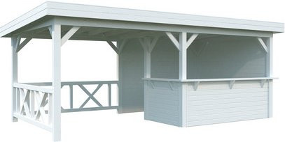 PALMAKO Pavillon Lenna aus Fichtenholz in Weiss mit Pultdach, B/T/H: 588 x 340 x 245 cm - Bild 1