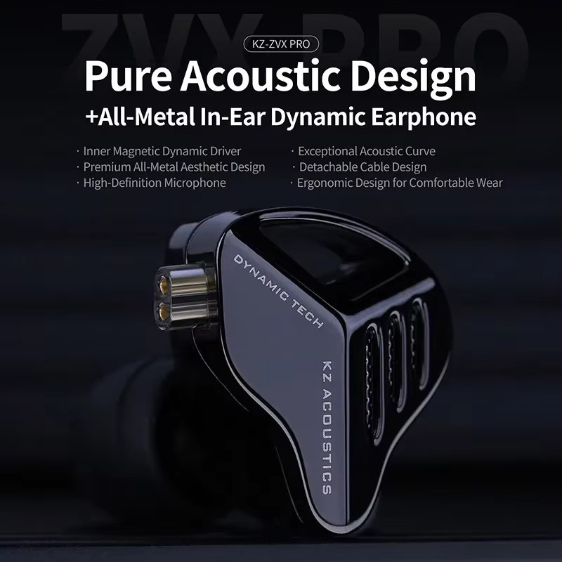KZ ZVX PRO In-Ear-Kopfhörer mit Mikrofon und austauschbarem Kabel in Schwarz - Bild 3
