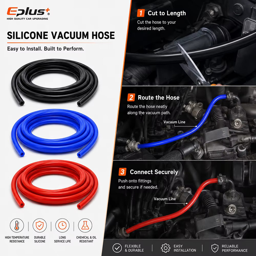 EPLUS Universeller Silikon-Vakuumschlauch Hitzebeständig und Flammhemmend für Auto und Motorrad, ID 3mm-12mm, Farben: Rot, Blau, Schwarz und Multicolour - Bild 6