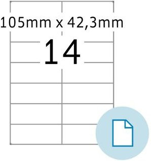 HERMA Blattetiketten 8414, weiß, Papier, permanenthaftend, bedruckbar, B: 105 mm, H: 42,3 mm, 500 Blatt mit 7000 Etiketten - Bild 1