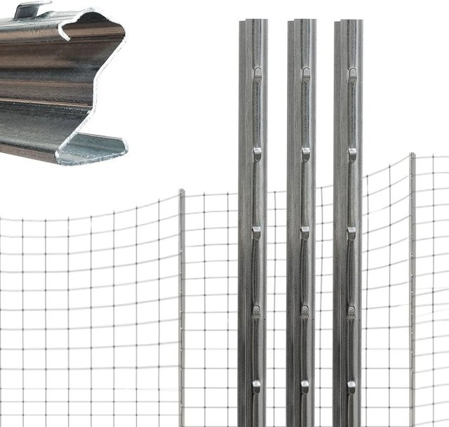 TRUTZHOLM Z-Profil Zaunpfosten aus Stahl, Farbe: Silber, Höhe: 230 cm, 50er Set mit Haken, feuerverzinkt - Bild 1