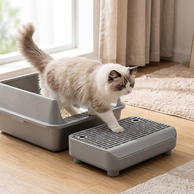 Kesoto Katzenstreu-Matte als Streufänger-Trittstufe für kleine und ältere Katzen in Grau - Bild 1