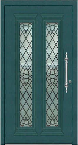KNOCK Aluminium-Haustür Marte in Moosgrün mit Glaseinsatz und Widerstandsklasse RC2 - Bild 1