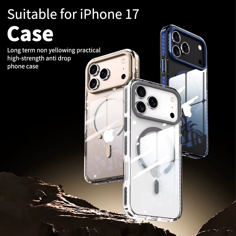 Transparente MagSafe Magnetische Drahtlose Lade Schutzhülle mit blauem PE-Streifen Design für iPhone 17 Air 16 Pro Max 15 14 13 12 - Bild 5