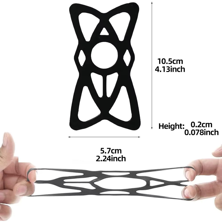 EXSKOF Elastisches Schutznetz Handyhalter Tether Mount in Schwarz mit Silikon-Sicherheitsbändern für iPhone, Samsung und Mi Smartphones - Bild 2