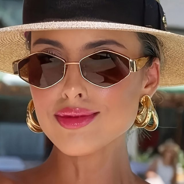 BMAD Sonnenbrille, Sechseckig, Vollrand, Metall, Gold, Damen - Bild 1
