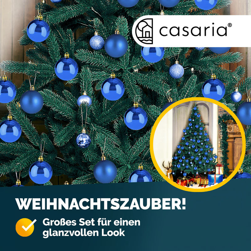 Casaria Weihnachtskugeln Blau 54-teiliges Set aus Kunststoff als Hängeornament für deine Weihnachtsdekoration - Bild 2