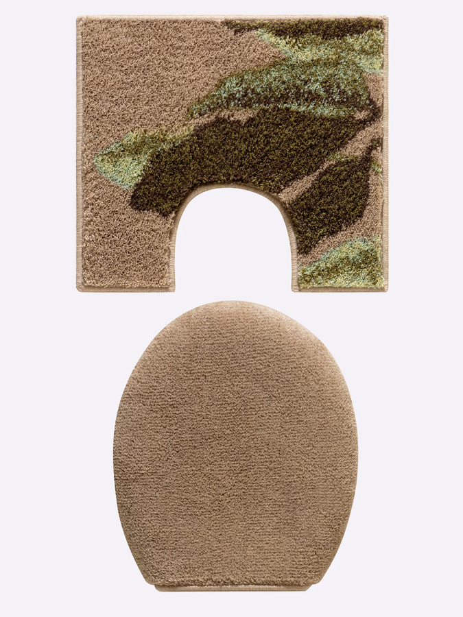 Rutschfeste Badematte mit floralem Blätterdesign in Beige, Green und Multicolour aus 100% Polyacryl, für Fußbodenheizung geeignet - Bild 2