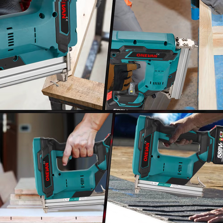 ONEVAN Bürstenloser Elektrischer Akku-Nagler für 10-22mm Brad Nails, 2-Gang Nagelpistole kompatibel mit Makita 18V Akku für Möbelrenovierung und Holzbearbeitung - Bild 6