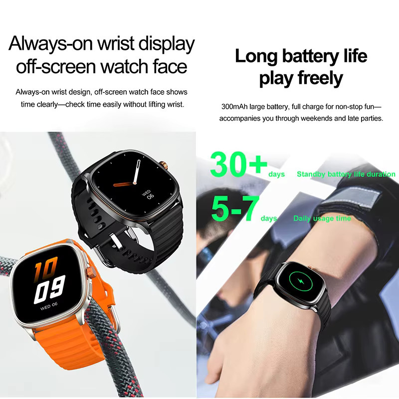 Yaocx Smartwatch für Herren in Orange mit NFC, Bluetooth-Anrufen, IP68 Wasserdichtigkeit, Herzfrequenz- und Schlafüberwachung sowie über 100 Sportmodi - Bild 5