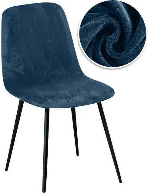 Yiran Furniture Samtstoff Stuhlbezug mit kurzer Rückenlehne in Blau, verstellbarer Sitzbezug für Barhocker und Esszimmerstühle - Bild 1