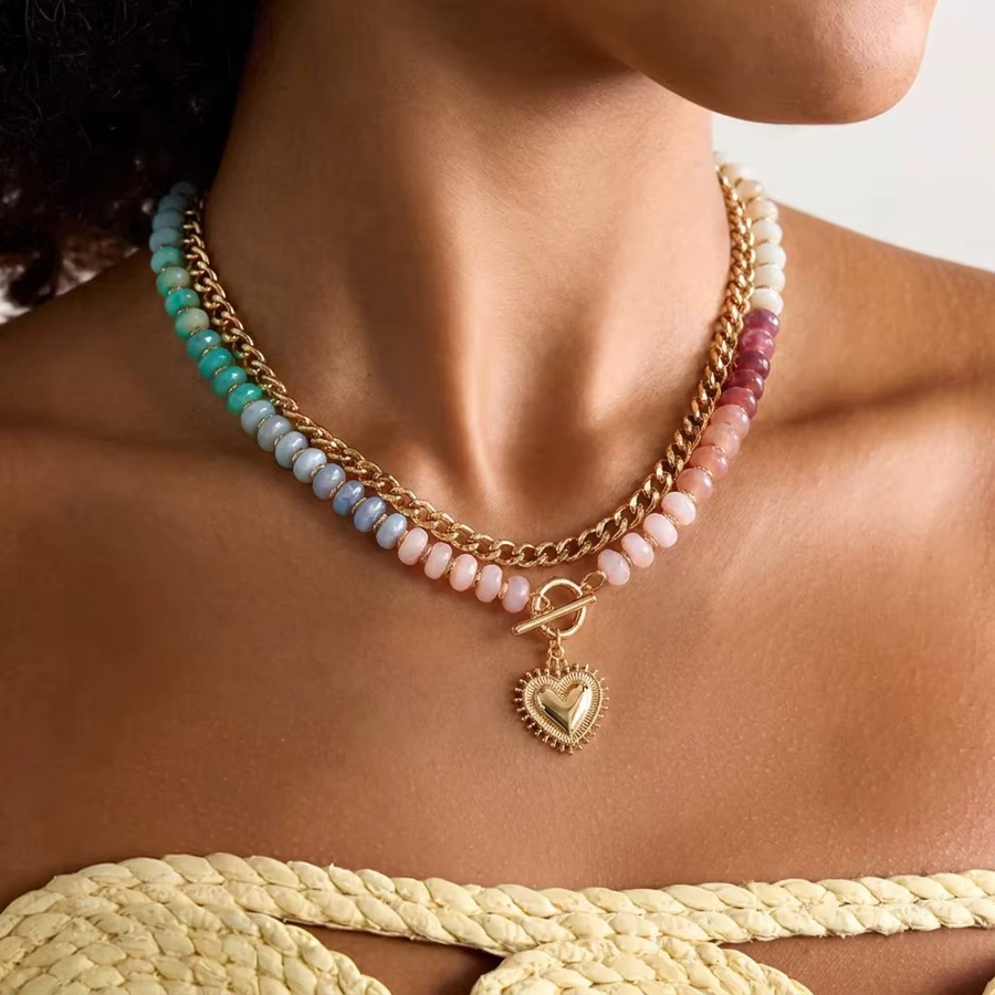 RINHOO FRIENDSHIP Perlenkette, Boho-Herzanhänger, Damen - Bild 4