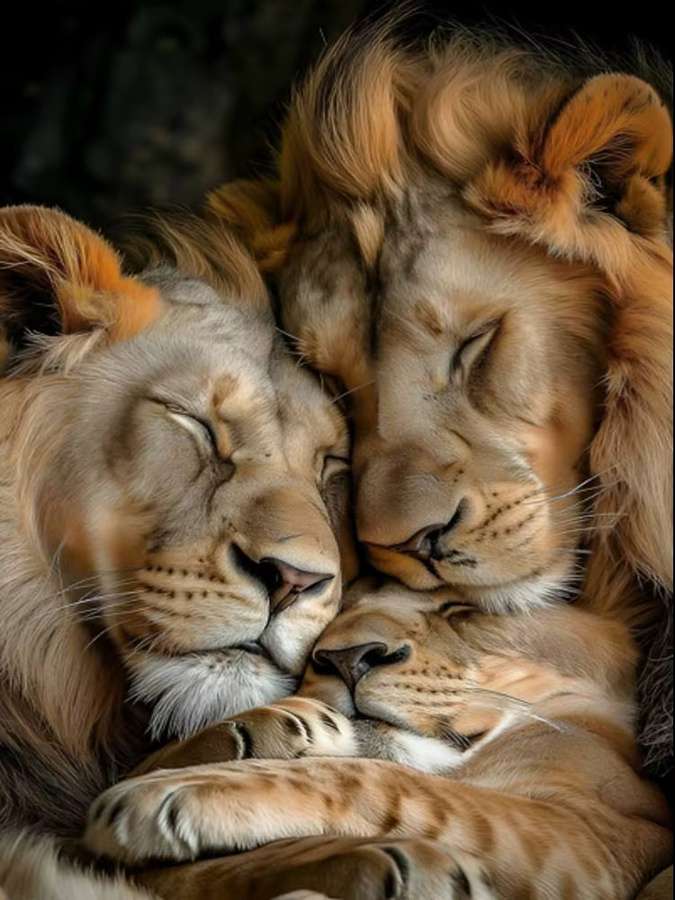 Kawaii Wandaufkleber mit Löwe, Tiger und Jungtier als dekorative Wandmalerei in HD-Qualität - Bild 4