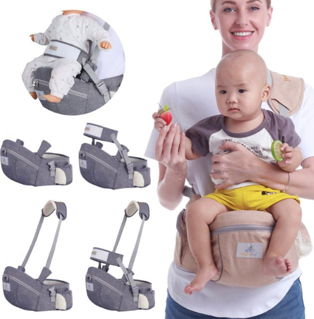 Ergonomische Babytrage von dajinbear in Grau für Kleinkinder mit Hüftsitz und nach vorne gerichteter Tragefunktion - Bild 1