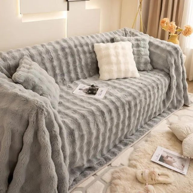 Yiran Furniture Plüschsofa-Decke in Grün, rutschfeste Couchmatte aus Plüsch, B/B: 90 x 90 cm - Bild 1