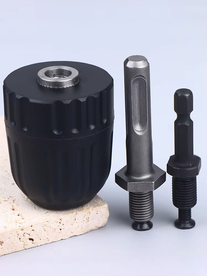 TL Schnellspannbohrfutter Schnellwechseladapter aus Stahl mit 1/4 Zoll Sechskantschaft und 3/8 Zoll bis 24UNF Gewinde, Schwarz, Spannbereich 0,8-10 mm - Bild 4
