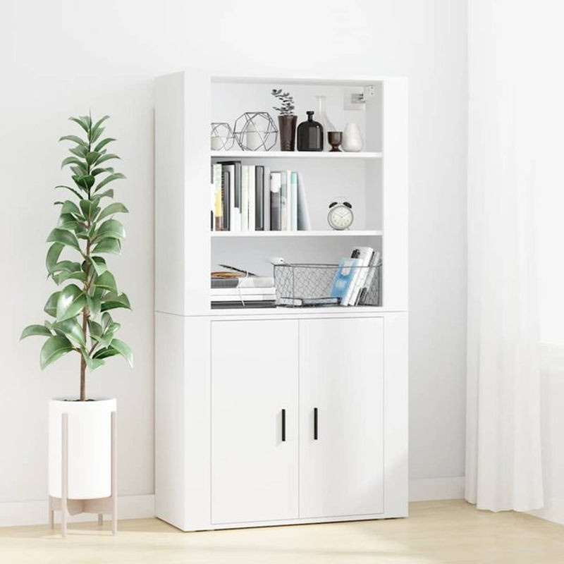 Vidaxl Moderner Hoher Schrank in Weiß aus Holzwerkstoff - Bild 1
