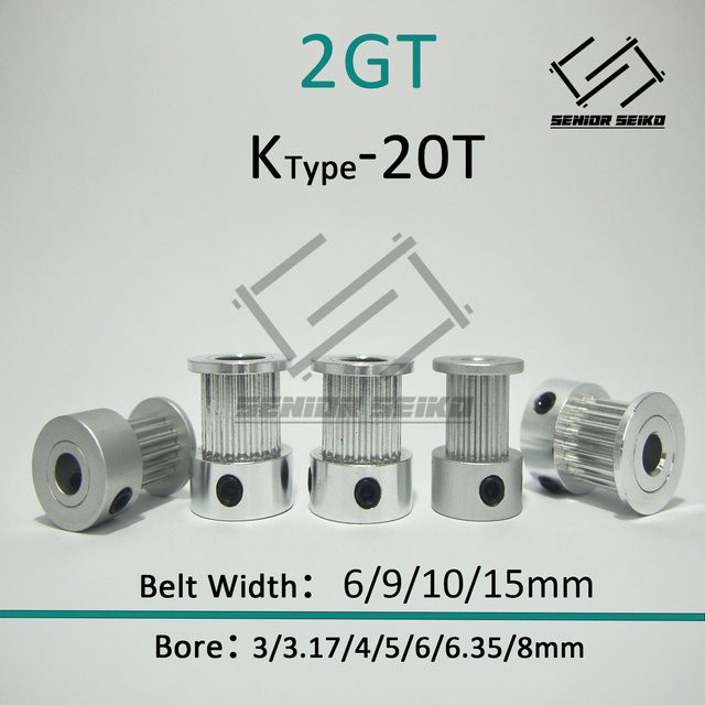 XMSJ 2GT Zahnriemenscheibe mit 20 Zähnen in Silber für 3D Drucker und CNC Teile - Bild 1