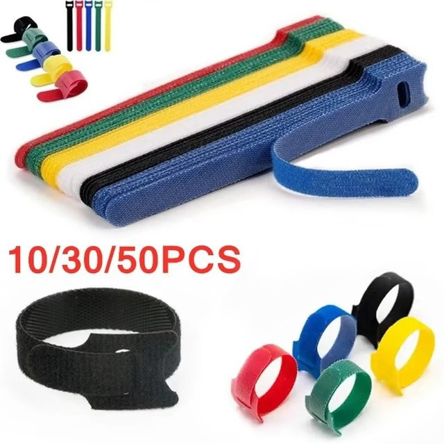 Mrgabwte Wiederverwendbare T-Typ Kabelbinder aus Nylon in Grün für USB-Kabel-Organizer - Bild 1