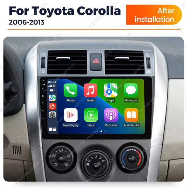 STRONGNAVI Multimedia-Autoradio mit Android Auto und CarPlay für Toyota Corolla E140 150 (2006-2013), 2 DIN Head Unit mit GPS und Wi-Fi, Schwarz - Bild 2