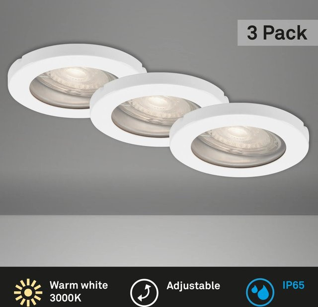 Briloner LED-Einbaustrahler 3er-Set in Weiß, rund, IP65, warmweiß, GU10 - Bild 1