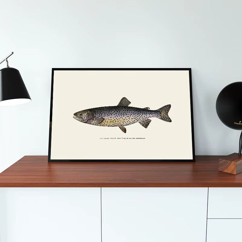 Potdemiel Vintage Wandkunst Leinwand mit Bass und Forelle im Retro-Stil für dein Wohnzimmer - Bild 1