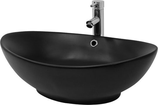 Ovales Keramik-Waschbecken mit Überlauf von LuxeBath in Schwarz, B/T/H: 59 x 38 x 19 cm - Bild 1