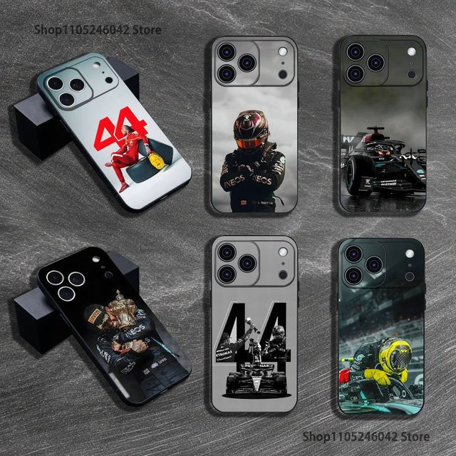 Racing 44L Lewis Hamilton Soft Cover Handyhülle für iPhone 17, 16, 15, 14, 13, 12, 11, Pro, Max, XR, Plus, SE, Mini in Schwarz - Bild 1