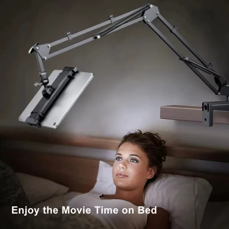 VIKEFON Tablet-Ständer für Bett, drehbarer Telefonhalter für 4-12,9 Zoll iPad Pro, Samsung Tab und Xiaomi Pad, verstellbarer Halter mit langem Arm, Schwarz - Bild 6
