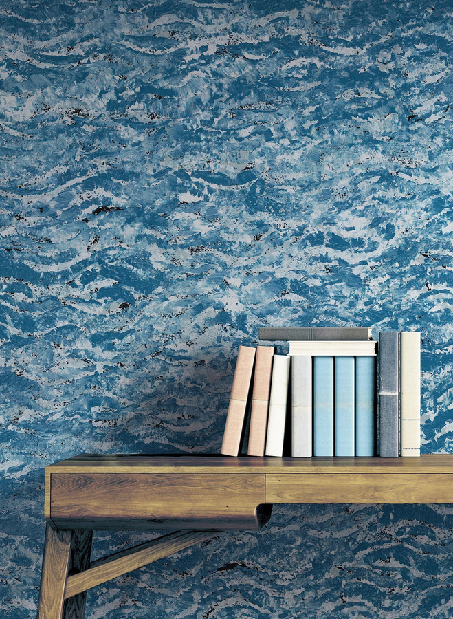 Isidore Leroy Panorama Tapete Aqua Mediterranee in Blau mit abstraktem Design - Bild 1