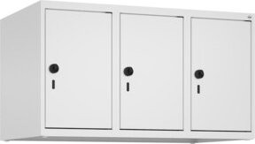 C+P Aufsatzschrank 9016/9016 aus Stahl in Weiß mit 3 Abteilen und Sicherheits-Drehriegel, B/T/H: 50 x 50 x 90 cm - Bild 1