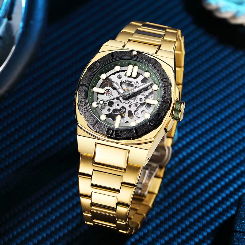 MEGIR Armbanduhr Quarz, Edelstahl, Silber, Gold, Herren, Datum - Bild 2
