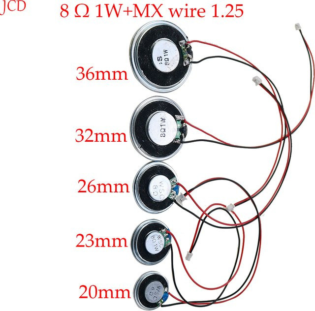 2 Stück JCD Ultra Dünne Lautsprecher 8 Ohm 1W mit MX1,5 Stecker Klemme und 15 cm Kabellänge in Schwarz - Bild 1