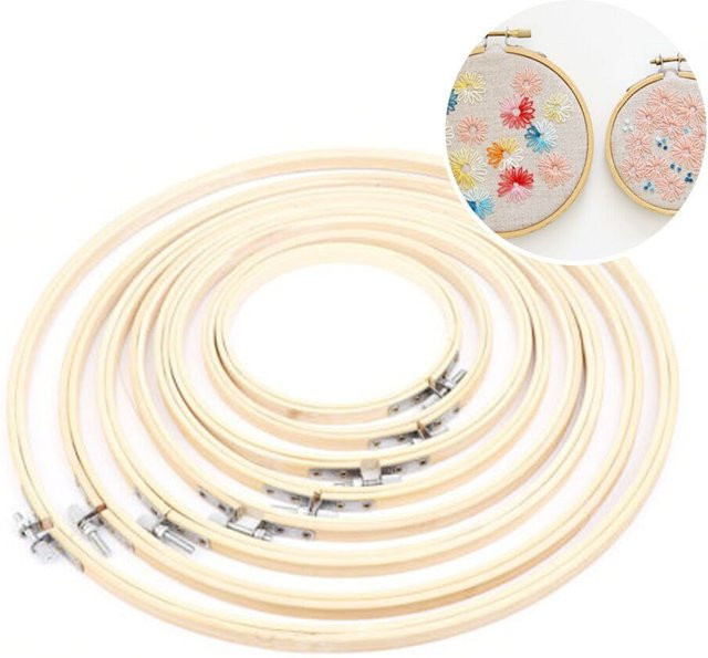 Genenic Stickrahmen aus Bambus für Kreuzstich und Nadelstich in Beige, Durchmesser: 8 cm, 10 cm, 13 cm, 15 cm, 18 cm und 30 cm - Bild 1