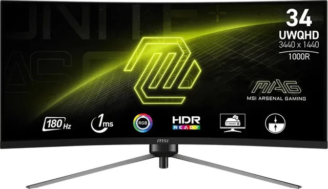 MSI MAG 345CQRDE Curved Gaming Monitor, 86 cm (34 Zoll), UWQHD, VA-Panel, 180Hz, 1ms, Schwarz, HDMI und DisplayPort - Bild 2