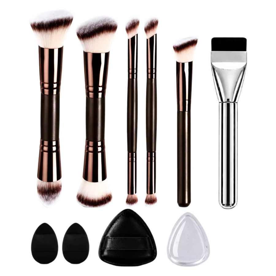 9-teiliges Make-up-Pinsel-Set mit 6 Pinseln und 3 Puderquasten, Unisex - Bild 4