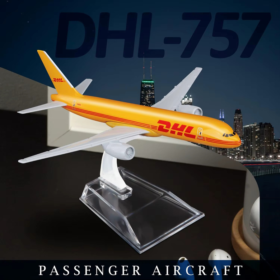 ZOCO B757 DHL Airlines Modellflugzeug, 1:400, Metall, Gelb - Bild 4