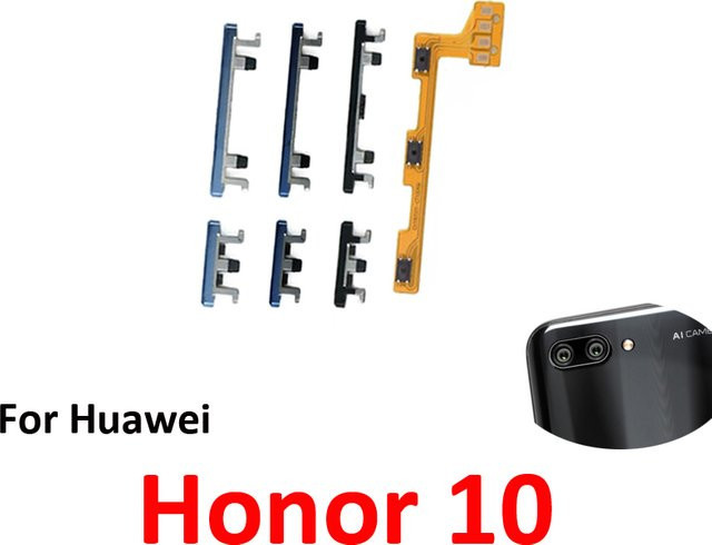 Huawei Honor 10 Ersatzteil Set mit Ein/Aus- und Lautstärketasten sowie internem Flexkabel in Schwarz und Grün - Bild 1