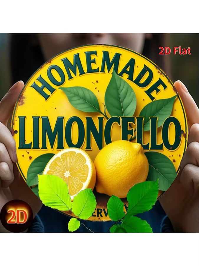 Vintage Metallschild Hausgemachte Limoncello Wanddeko Gelb B/H: 19,81 x 19,81 cm - Bild 5