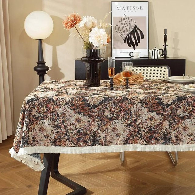 JMG Household Supplies Tischdecke im Vintage Bohème Stil aus Baumwolle und Leinen mit geometrischem Muster, Mehrfarbig, B/T: 60 x 60 cm - Bild 1