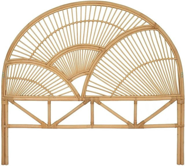 Bettkopfteil Efela von Vente-unique aus Massivholz und Rattan in Beige, Breite: 145 cm - Bild 1