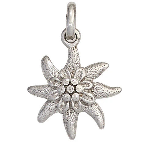 Colfem Anhänger Edelweiß, 925 Sterling Silber, rhodiniert, mattiert, Unisex - Bild 1